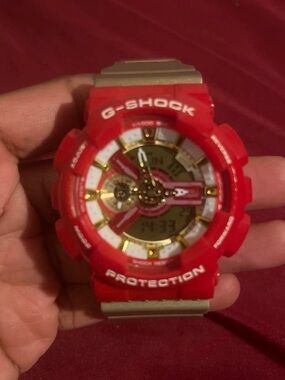 G-Shock Red and Gold Analog-Digital Sport Watch text 5045474637 if interested.